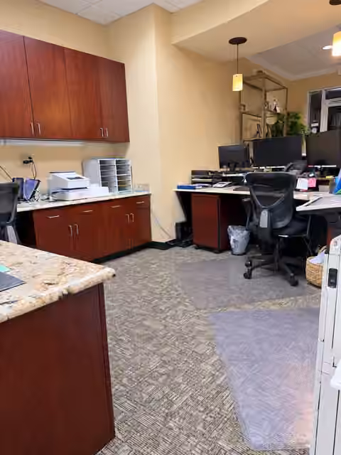 Clean front office and reception workstations